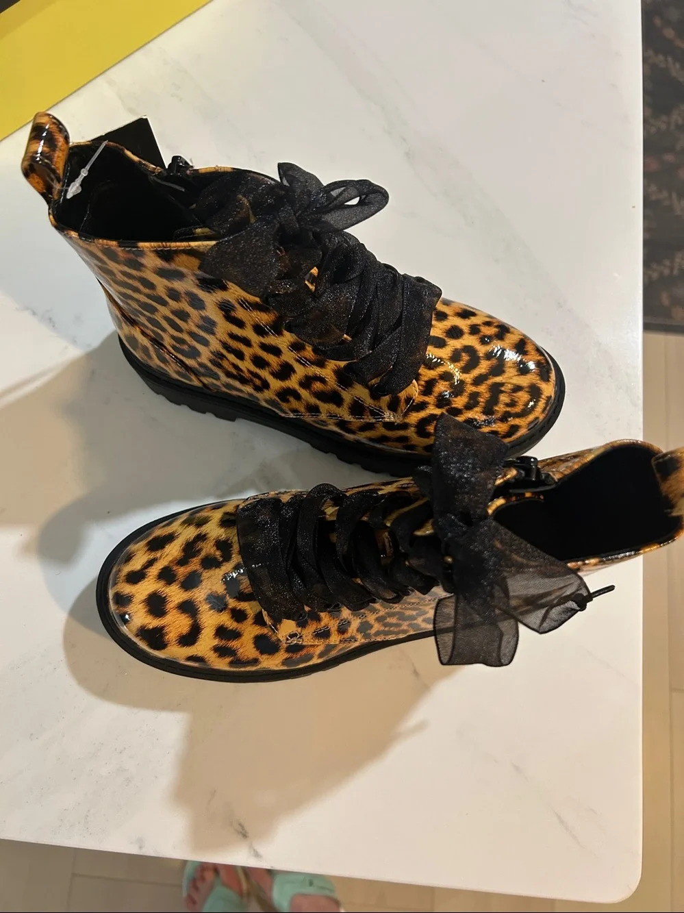 Leopard Print Lace-Up Ankle Boots